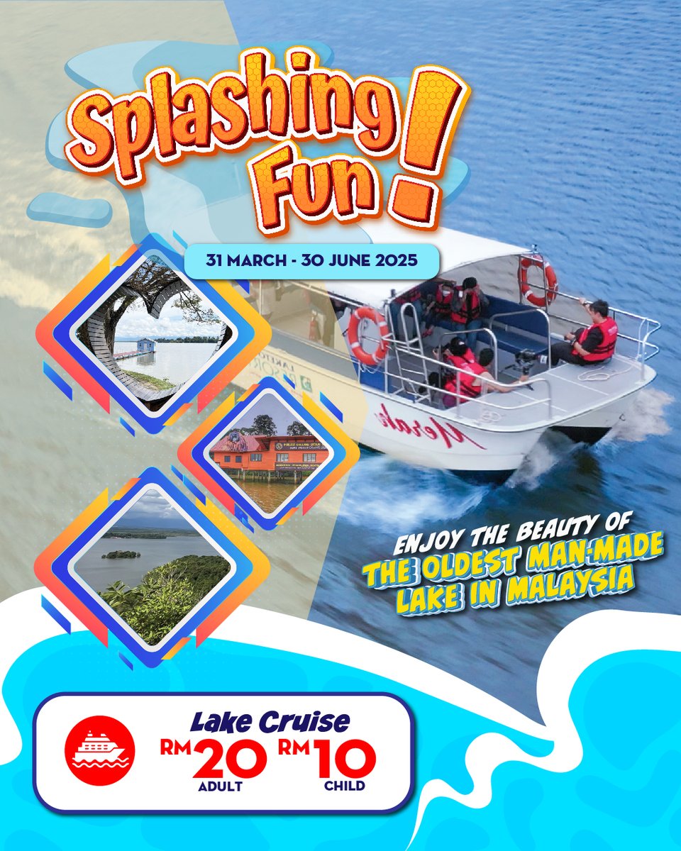 BukitMerah_MY's tweet photo. Masa untuk pelayaran indah! Nikmati pemandangan tasik yang mempesona dengan 𝑺𝒑𝒍𝒂𝒔𝒉𝒊𝒏𝒈 𝑭𝒖𝒏 Lake Cruise!

Singgah kaunter tiket untuk pembelian tiket atau call kami di +605-8908888 untuk tahu lebih!

#BukitMerahLaketownResort #SplashingFun https://t.co/69TZluEvNW