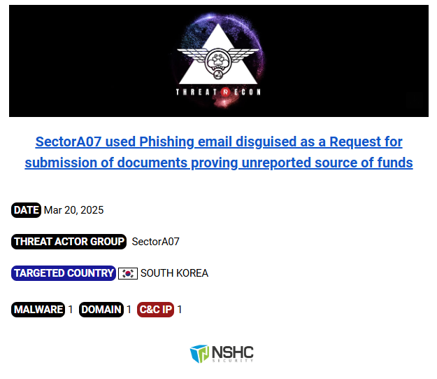 #NorthKorea Govt sponsored #hacking group #SectorA07 used Spear #Phishing email disguised as a New electronic document arrived, targeted attack Think Tank in #SouthKorea  #APT #threatintel #threathunting #threatintelligence