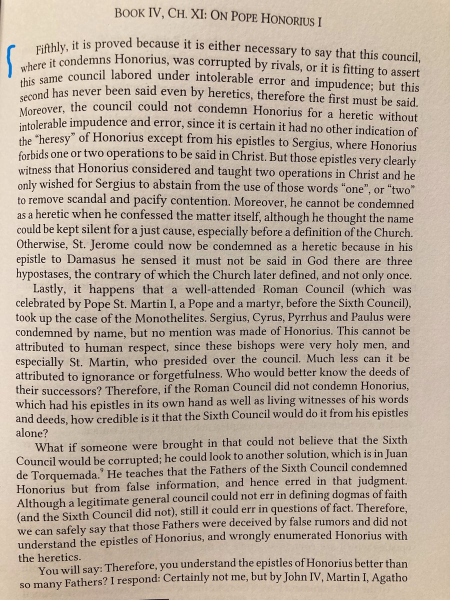 VeriCaritas's tweet photo. @FrTotleben92742 @CatholicPods Saint Bellarmine argued that the councils errored "in questions of fact," and that the letters themselves were "private letters" meaning even if in error it would be private error.

Source: On the Roman Pontiff https://t.co/FC0UCAo0nv