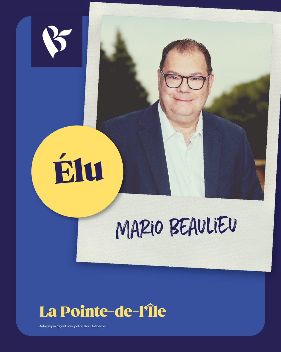 ✅ Victoire confirmée pour Mario Beaulieu dans La Pointe-de-l'Île ! Merci aux gens de La Pointe-de-l’île qui ont choisi de réélire Mario, un député de qualité qui effectue pour eux et pour le Québec, un travail remarquable !