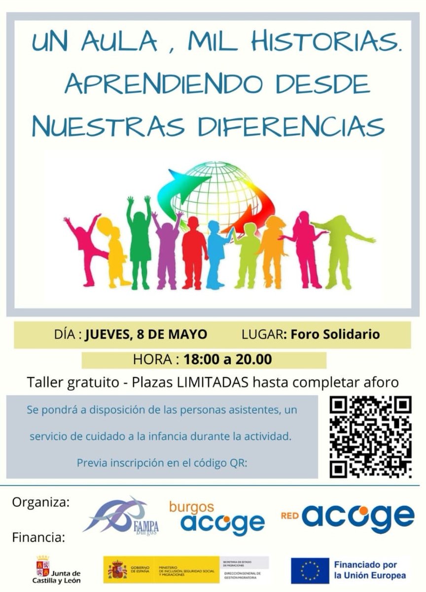 🏬 Lugar: Foro Solidario(Burgos)
⏰ Horario: 18 a 20h
📆 Día 8 de mayo
La charla también será transmitida por Teams 🖥:
tinyurl.com/Un-Aula
Servicio de guardería:📝 (fecha límite de solicitud: 5 de mayo)
👉 forms.office.com/e/zqDJpYfmwy <a href="/machadoburgos/">CEIP Antonio Machado</a> <a href="/burgosacoge/">Burgos Acoge</a> <a href="/FampaB/">FAMPA BURGOS</a>