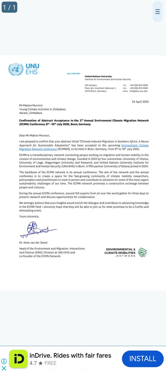 Am facing financial challenges to attend this event in Bonn Germany.As a Climate Migration/Mobility advocate I am requesting for financial support for accomodation and flights to attend this workshop in June in Germany 

+263737999466
hazardmarlonmuronzi@gmail.com