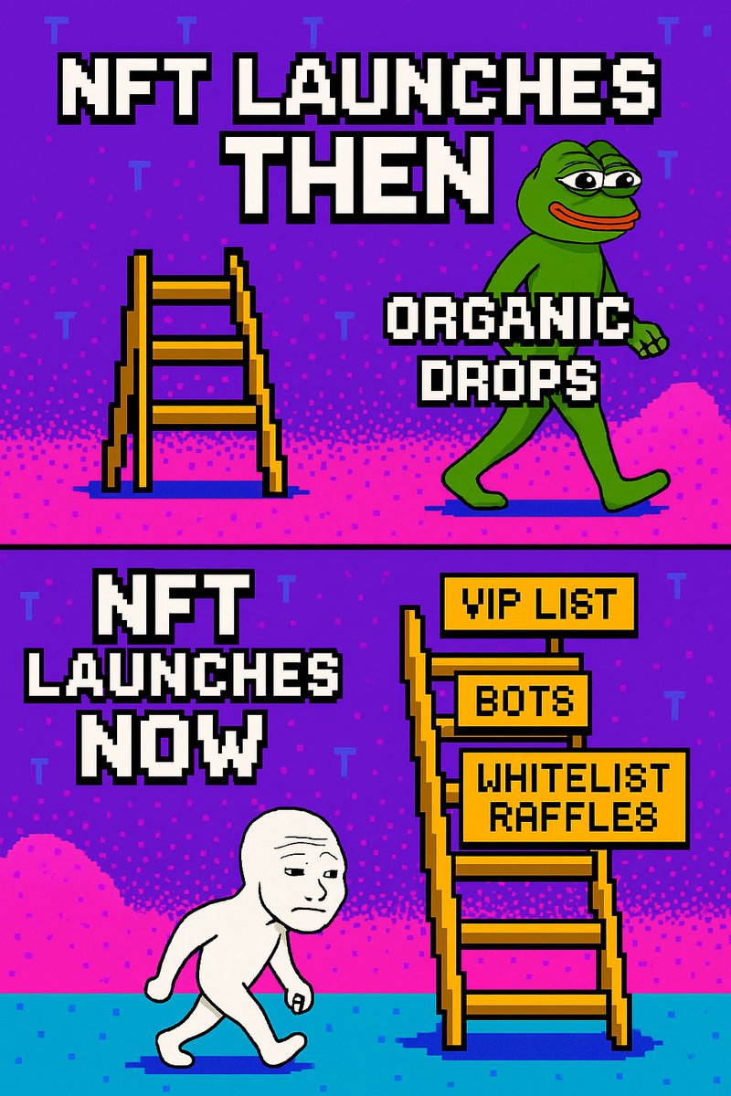 From organic drops to whitelist wars.
NFT launches got gamified... but who’s actually winning? 🎯

Make NFT Great Again   

#NFTSYD #Web3 #nftcommunity