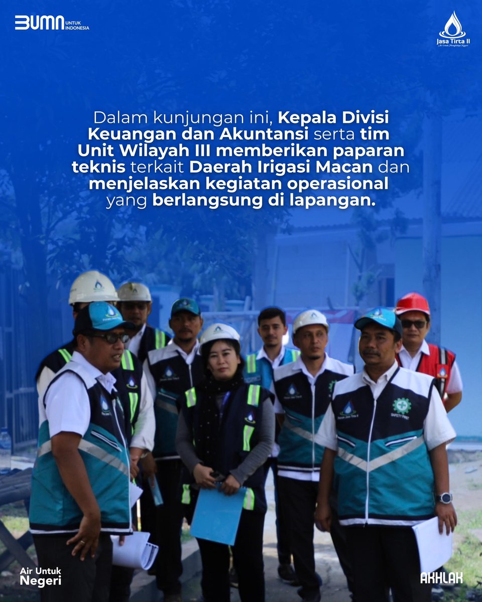jasatirta_2's tweet photo. Senin, 28 April 2025 — General Manager Unit Wilayah III bersama jajaran menerima kunjungan lapangan dari PT Pemeringkat Efek Indonesia (PEFINDO) di Bendung Macan, yang dioperasikan oleh Perum Jasa Tirta II Unit Wilayah III.
#JasaTirta2 #SiteVisit #PEFINDO #BendungMacan https://t.co/YeZBNmEgdi