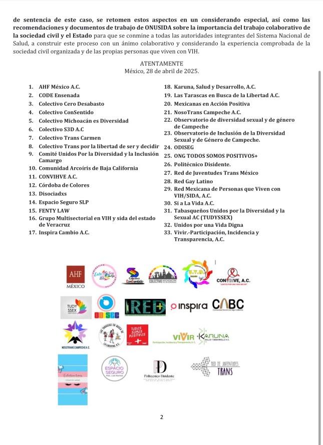 AHF México #AHFMX (@ahf_mexico) on Twitter photo ⚖️👨🏻⚖️ Organizaciones de la sociedad civil, presentan posicionamiento ante la <a href="/SCJN/">Suprema Corte</a>, sobre los procesos de transferencia de personas usuarias que viven con #VIH entre instituciones públicas de salud (AMPARO EN REVISIÓN 452/2024), consulta el posicionamiento completo aquí: ⚖️👨🏻⚖️ Organizaciones de la sociedad civil, presentan posicionamiento ante la <a href="/SCJN/">Suprema Corte</a>, sobre los procesos de transferencia de personas usuarias que viven con #VIH entre instituciones públicas de salud (AMPARO EN REVISIÓN 452/2024), consulta el posicionamiento completo aquí: