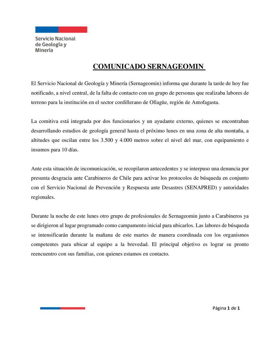 sernageomincl's tweet photo. Comunicado Sernageomin https://t.co/1Lzbma6dhz