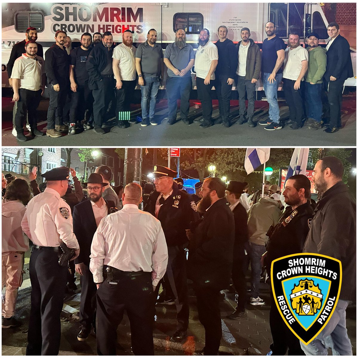 ShomrimCH's tweet photo. At this time, the pro terror gathering is over, and B”H it passed without incident. We would like to thank our Crown Heights Shomrim volunteers in tandem with our Shomrim colleagues from Boro Park, Flatbush, Staten Island, Williamsburg, and Bergen County Chaveirim for assisting us in making a robust patrol of Crown Heights and beyond. 

Thank you to the NYPD for their professional and great response. Thank you to  @NYPD71Pct Captain Perez and our wonderful Community Affairs team. Thank you to @NYPDBklynSouth Chief Giordano and his team for the great work! 

Thank you to Chief Ritchie Taylor for all your efforts in making today's response a success!

Thank you, R' Yaakov Behrman, for your leadership. #CHSafe