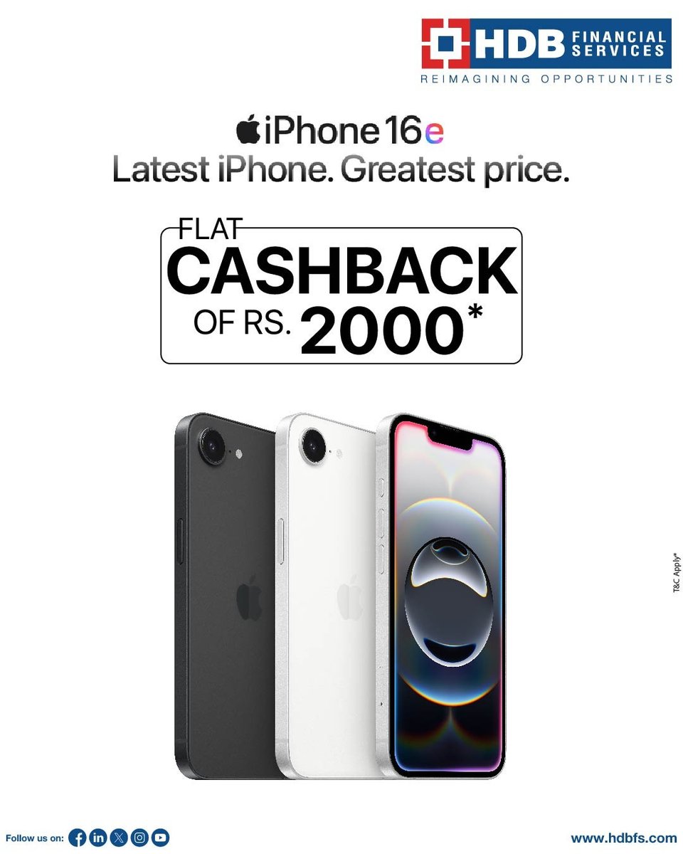 Cashback so good, even Siri’s jealous.
Get ₹2000* off on your iPhone 16e with HDBFS.
Flex smarter, not harder.

#iPhone16e #CashbackGoals #UpgradeWithHDBFS #SmartSavings #HDBFSOffers #NewPhoneFeels #LatestiPhone #FlexSmart #TechSavvy #FinanceMadeEasy