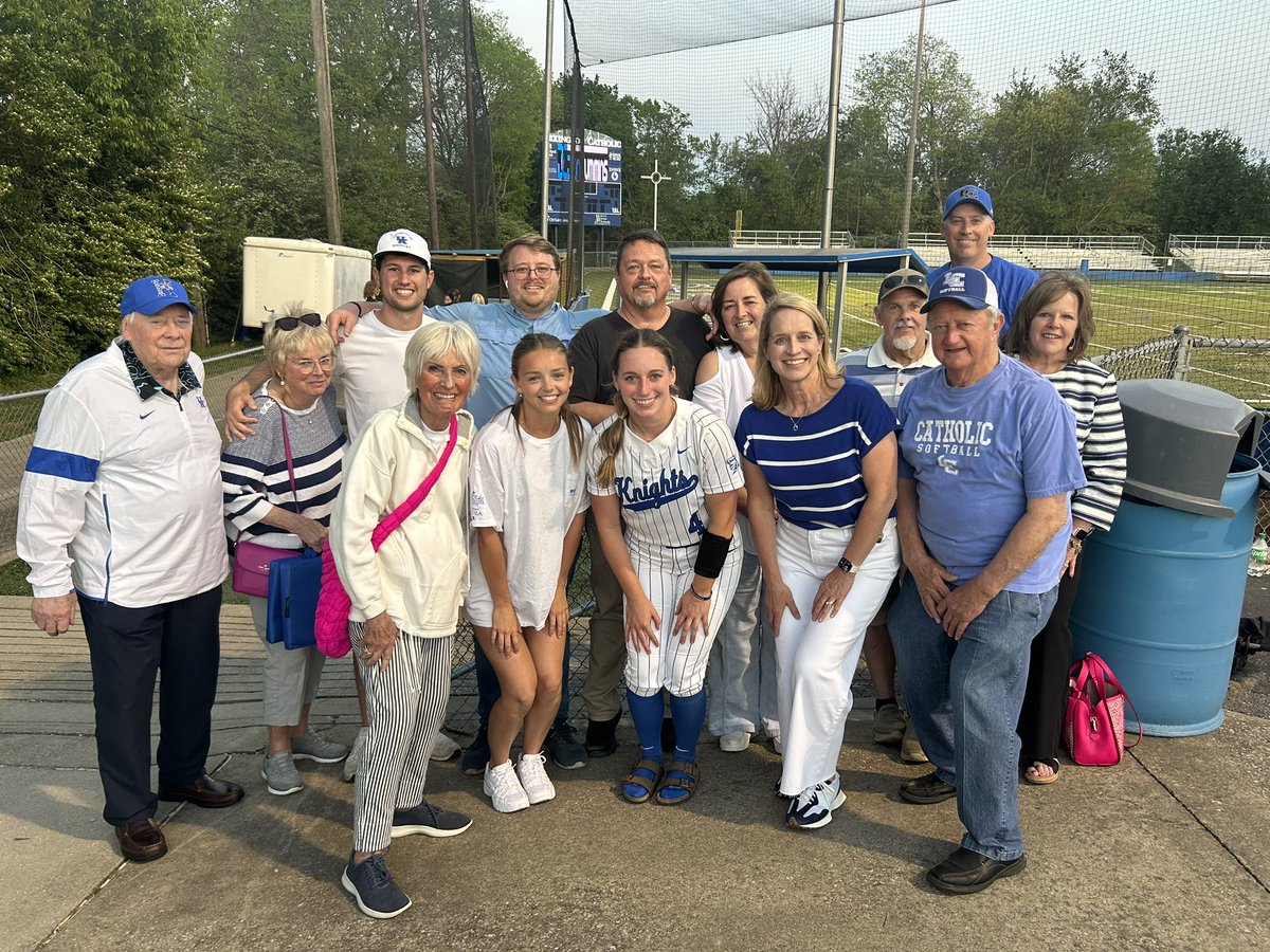 Senior Knight tonight for @abbyhammond23 💙🤍 Lots of great memories with <a href="/CathSoftball/">Lexington Catholic Softball</a> over the years.  Thanks to our family and friends for coming to celebrate this great night with us!  Big time win in a hard fought game! #HailCatholic #Onceaknightalwaysaknight #7️⃣isaBEAST