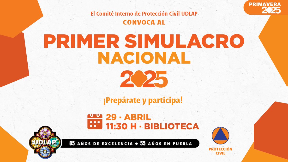 UDLAP (@udlap) on Twitter photo Este martes 29 de abril tendremos el primer simulacro nacional del 2025.
Prepárate y participa.
📍 <a href="/biblioUdlap/">Bibliotecas UDLAP</a> Este martes 29 de abril tendremos el primer simulacro nacional del 2025.
Prepárate y participa.
📍 <a href="/biblioUdlap/">Bibliotecas UDLAP</a>