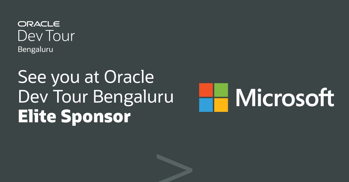 OracleDevs's tweet photo. Thank you to @Microsoft for being an Elite Sponsor of #OracleDevTour Bengaluru! 

Don’t miss their session to learn how developers can combine Oracle Database@Azure with Microsoft Fabric to build AI-driven apps and real-time analytics for intelligent, automated decision-making - all within a unified Azure data stack. https://t.co/QOQ2BISBCZ