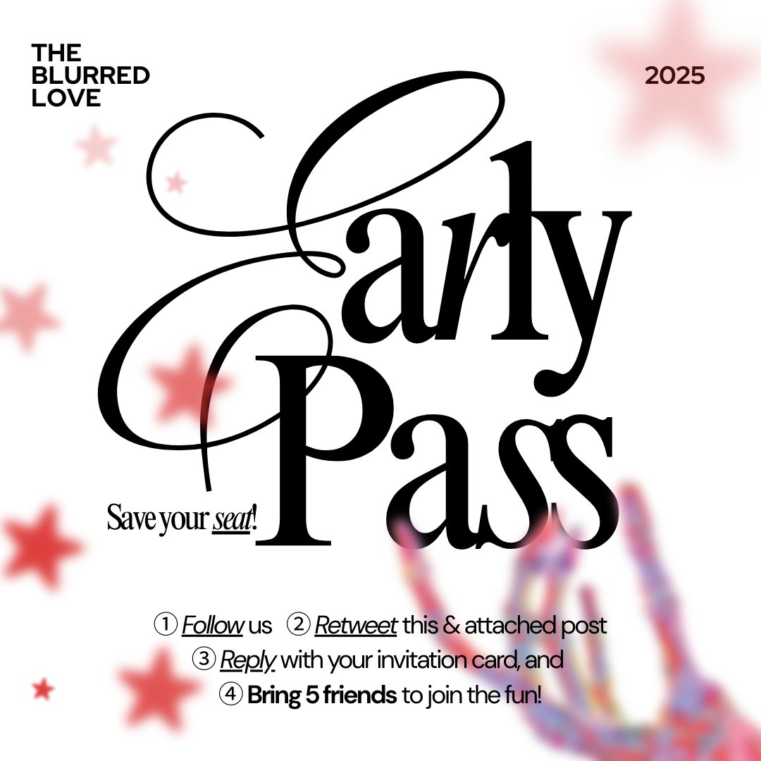 ㅤㅤ
Don’t wait, don’t think twice, secure your 𝙚𝙖𝙧𝙡𝙮 pass. Promise me you're gonna give your all and 𝘴𝘦𝘦 𝘩𝘰𝘸 𝘧𝘢𝘳 𝘵𝘩𝘪𝘴 𝘤𝘢𝘯 𝘨𝘰? 
ㅤㅤ