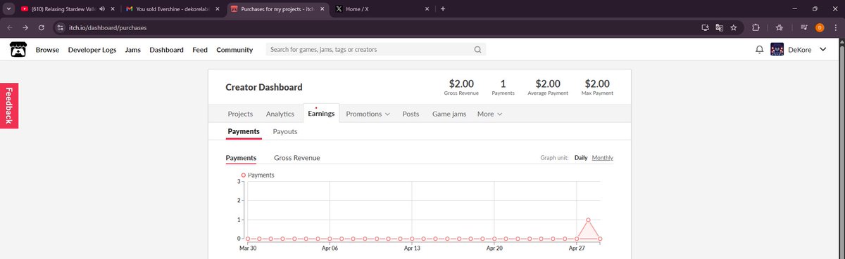 dekore_dev's tweet image. Wow! This is very unexpected! Someone bought a demo of my game "Evershine" on itch. Thank you so much! ❤️ But I remind you that you can play the demo absolutely free ☺️
#gamedevelopment #gamedevs #indiedev