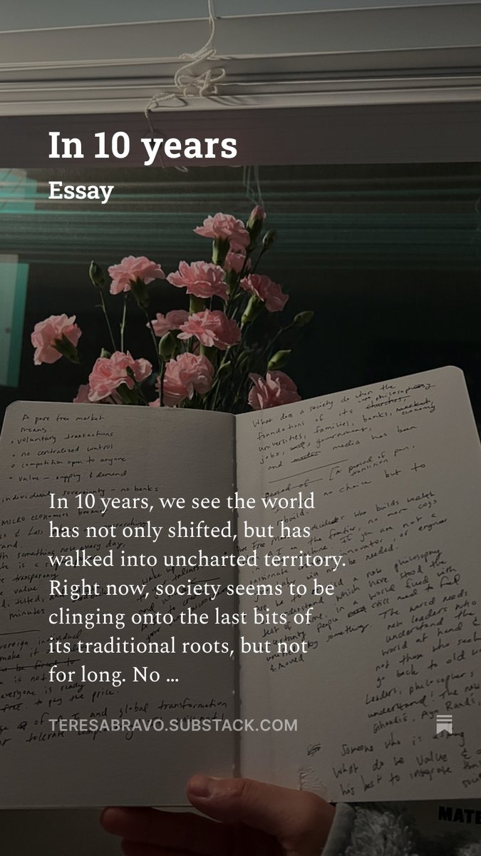 I submitted an application for <a href="/thenetworkstate/">The Network State</a> fellowship and the question "What's your view of where the world is in ten years?" led me to write an essay I decided to publish on my <a href="/SubstackInc/">Substack</a> <a href="/balajis/">Balaji</a> <a href="/tferriss/">Tim Ferriss</a>