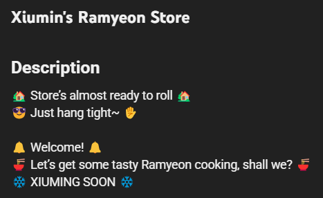 the channel's description is so cute 😭 xiuming soon!!!!

🔗youtube.com/@xiumin_store