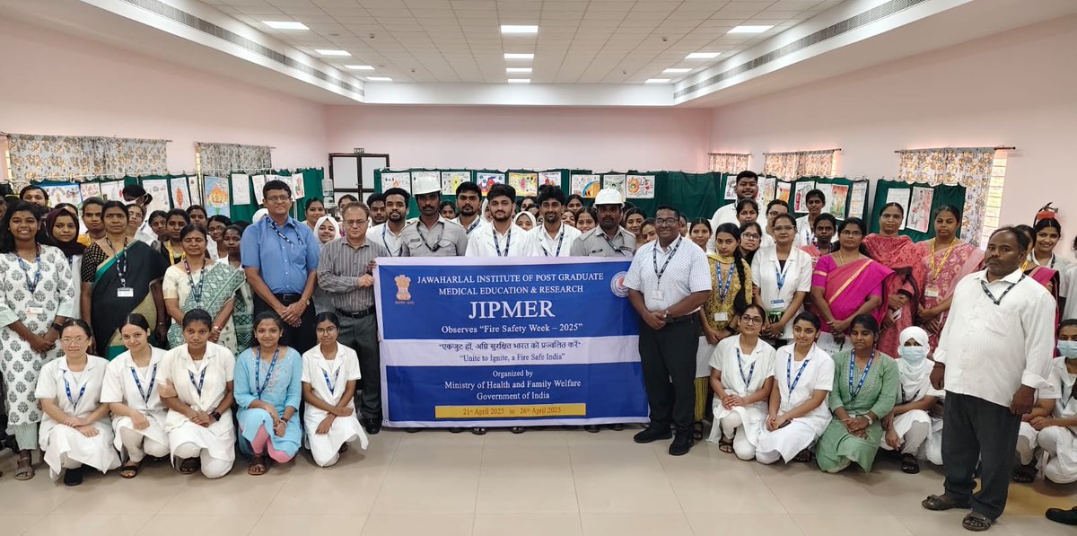 OfficialJipmer's tweet image. 🚒 JIPMER celebrated Fire Safety Week 2025 with a valedictory function, mock drills, and rescue demos! Graced by Director Dr. Vir Singh Negi & team, the event stressed fire readiness and safety. 🔥🙌
#JIPMER #FireSafety #SafetyFirst #Puducherry #JIPMERPRO