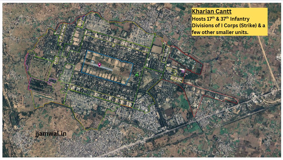 JaidevJamwal's tweet image. Kharian Cantt, ~40 km from LoC. The units of Pakistani Army's I Corps are meant for offensive operations in Jammu and northern Punjab. 6th Armoured Division (armed with VT-4 tanks) under same Corps is based in Mangla. 
#orbat #osint