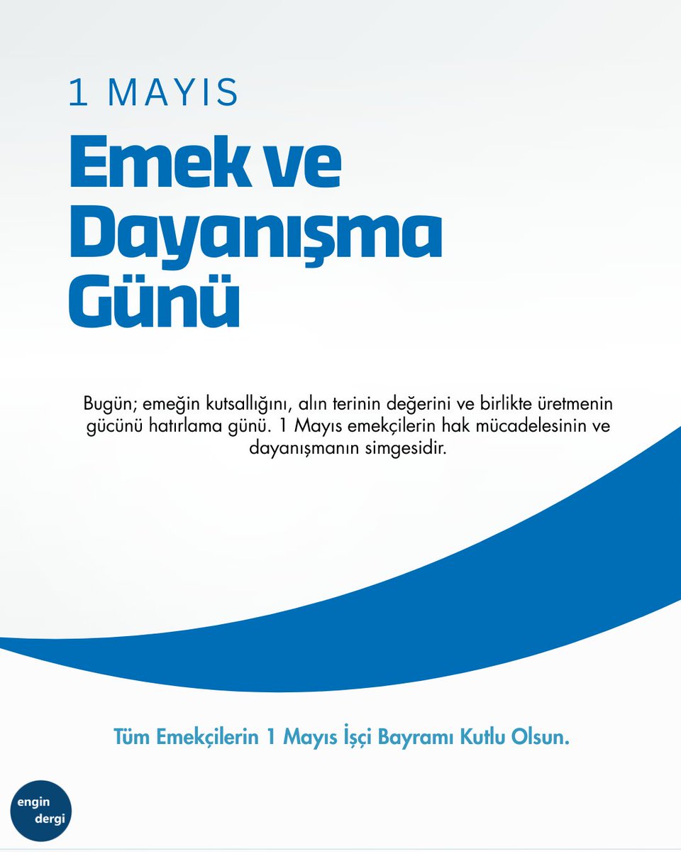 #1Mayıs Emek ve Dayanışma Günü kutlu olsun.
1 Mayıs #İşçiBayramı, dünya çapında kutlanan, birlik, dayanışma ve haksızlıklarla mücadele günüdür.
