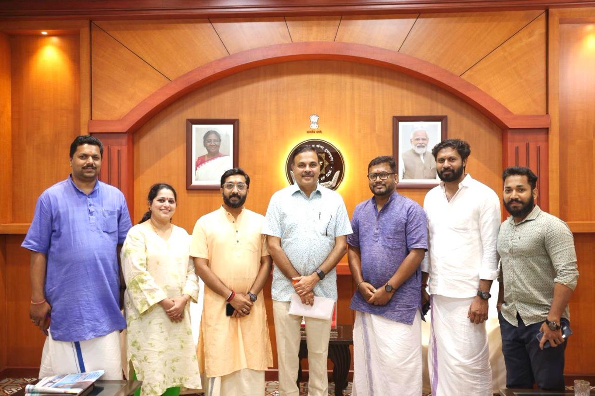 jaypanicker's tweet photo. During the interaction  with Goa CM Shri @DrPramodPSawant , we discussed the many aspects of Goa tourism. 

We also expressed our concern about cashew farmers who produce Feni.The pricing and placing of this unorganized sector has to be reworked so that their produce get the value it deserve. He said that the Goa government is working towards Geo tagging and is also in consultation with the Central government in implementing some changes in Central Excise policies. 

Our other concern was regarding the issue of Tambdi Surla. Daily pooja at the ASI site of Tambdi Surla is a must. This is one of the oldest temples in Goa dedicated to Lord Shiva, and there is only 1 day pooja annually. Tourists are considering the site just as a monument. Temples are not  monuments or museums. Restoration of a temple is not making it a garden but bringing back the energy of the Deity.

CM has promised to consider this.

He gifted us the document of SWAYAMPURNA GOA. Goa's roots are being reestablished.

We gave him our research work, Aahuti, which is a compilation of the untold stories of the sacrifices of Karyakartas of Kerala 

Many thanks to our friends Shri @RKamatOfficial and Shri @girirajpai who are giving us the right perspectives on Goa