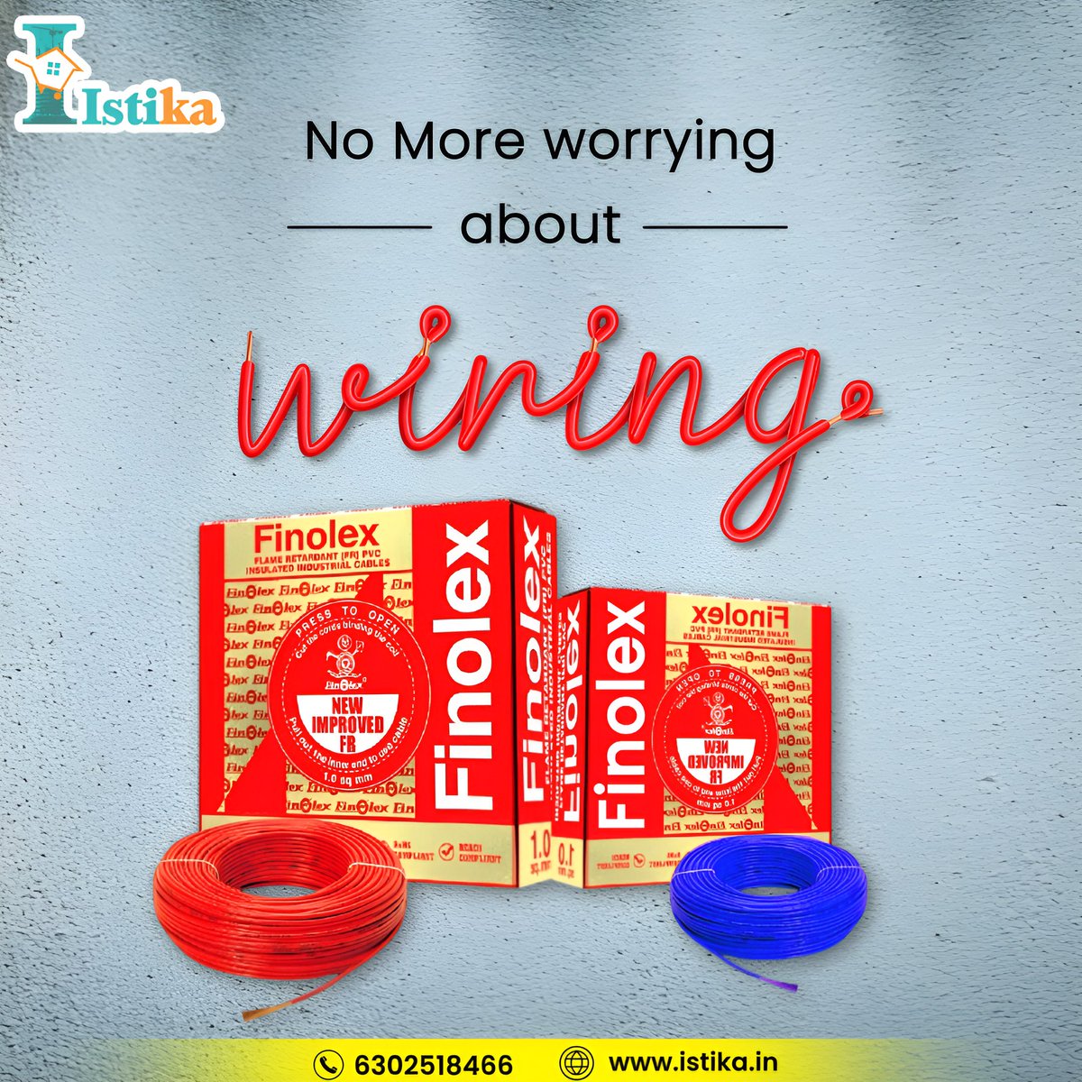 Istika_India's tweet photo. No more wiring worries! π
Choose Finolex Wires β flame retardant, ISI certified, and built to last.
Now available online at π https://t.co/u3H0dJDx1g
π 6302518466
β‘ Quality you can trust. Delivered to your site.
#finolex #finolexwires #electrical #istika #SafetyFirst https://t.co/XtttQyS8Xr
