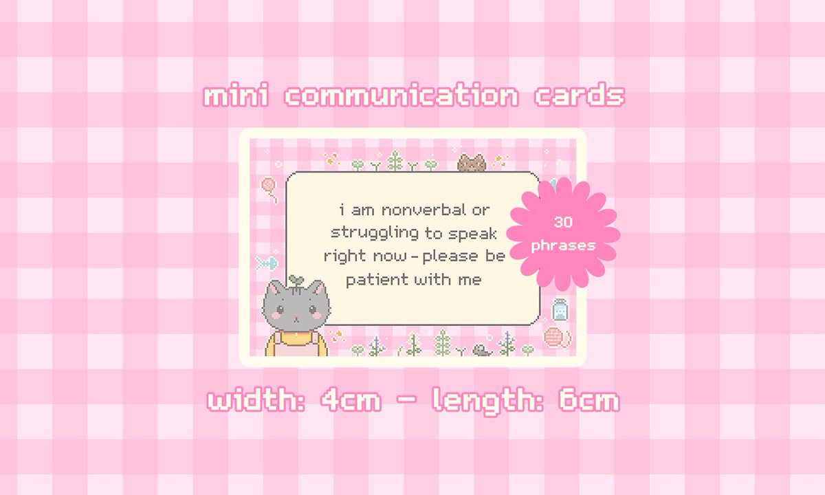 cozy cat communication cards now live! 🐱🩷
digital printable versions of my new cozy cat communication cards are now available to purchase in large and mini sizes on both my kofi shop and etsy ~
