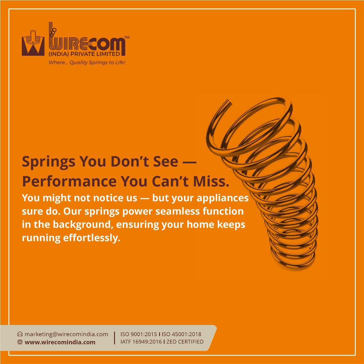 WirecomIndia's tweet photo. Wirecom India provides quality springs with seamless appliance function in  the background, ensuring your home to keep your appliance running effortlessly.

#spring #springs #compressionspring #industrialspring #springmanufacturer #wirecomspring #conicalspring #industrialspring https://t.co/QpkKW3t6nK