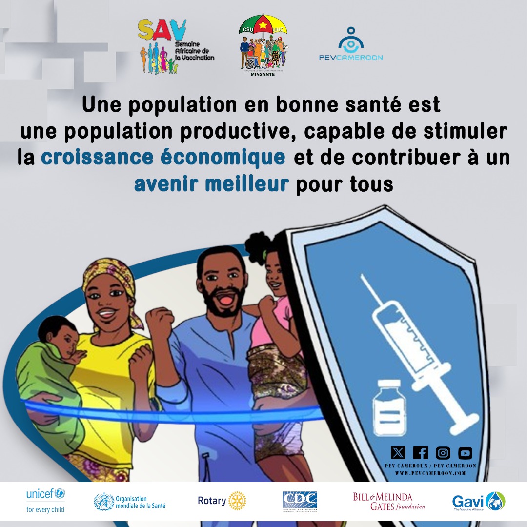 pevcameroun's tweet photo. Investissons dans l'avenir de nos enfants.Des citoyens vaccinés et en bonne santé sont plus actifs,innovants,contribuent davantage à la croissance économique. Investir dans la santé= investir dans notre avenir+notre prospérité. La vaccination sauve des vies. #SAVCmr25 #SAV2025 https://t.co/K8rRafcwmr