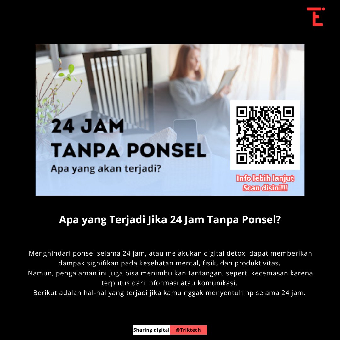 tricktechmedia's tweet photo. Apa yang Terjadi Jika 24 Jam Tanpa Internet? Temukan Jawabannya!#TanpaInternet #24JamTanpaInternet #HidupTanpaInternet #Teknologi #DampakTanpaInternet #Internet #DigitalDetox #VisiTekno #GadgetLife https://t.co/HtSxjhcXHN