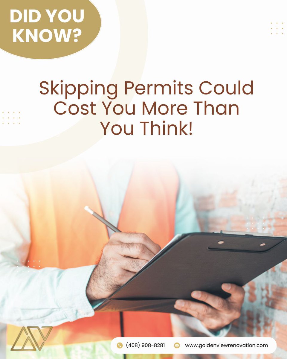 Goldenviewreno's tweet image. Did you know? Skipping permits during a renovation can lead to fines or problems during resale. We handle it all — so you don’t have to! 🧱✨ #RemodelSmart #ConstructionTips #PermitReady #GVRProjects