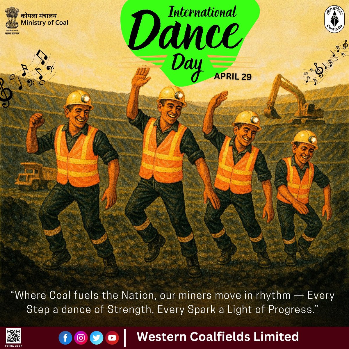 On this International Dance Day, we salute the rhythm of India's coal industry! 💃⛏️ Just like every graceful move fuels a story, every effort in our mines powers the nation’s heartbeat. With strength, dedication, and perfect coordination, our coal warriors dance