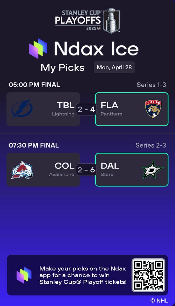 AlfredOffei's tweet photo. #NdaxIce Over $65K in crypto + Stanley Cup tickets up for grabs! I’ve made my picks — now it’s your turn. Get on the #NdaxIce with me by downloading the Ndax app: https://t.co/pWGGKlMcs0 https://t.co/rCcROJmhia