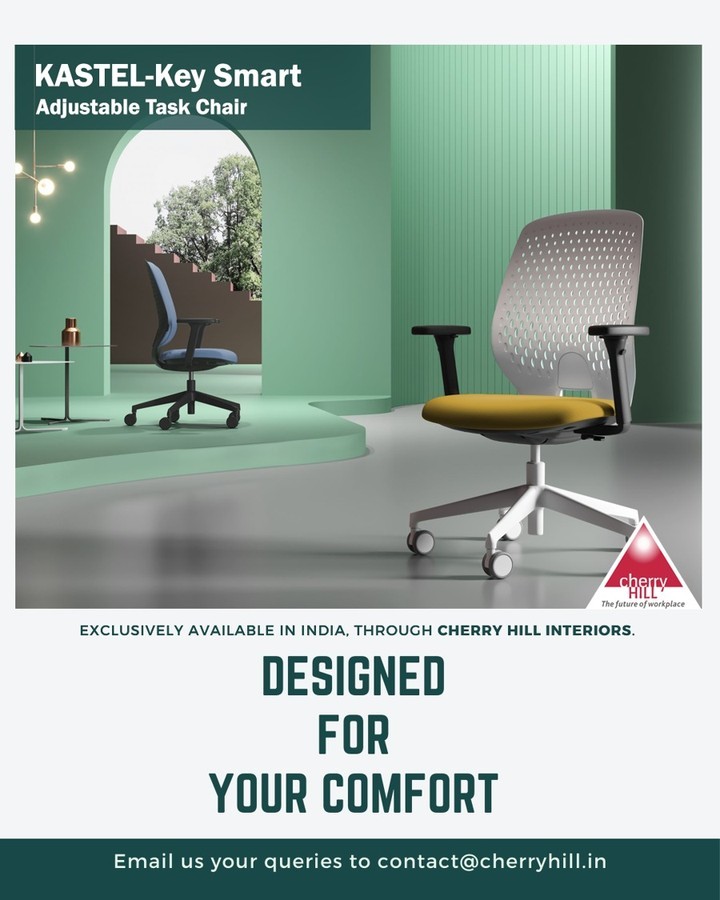CherryHillDelhi's tweet image. YOUR TEAM DESERVES THE RIGHT SEATING
#Kastel Key Smart Advanced ergonomic chair is available with flexible #polypropylene backrest, upholstered #backrest, upholstered backrest with adjustable lumbar support. 
#cherryhillinteriors #ergonomicchair #officefurniture #taskchair