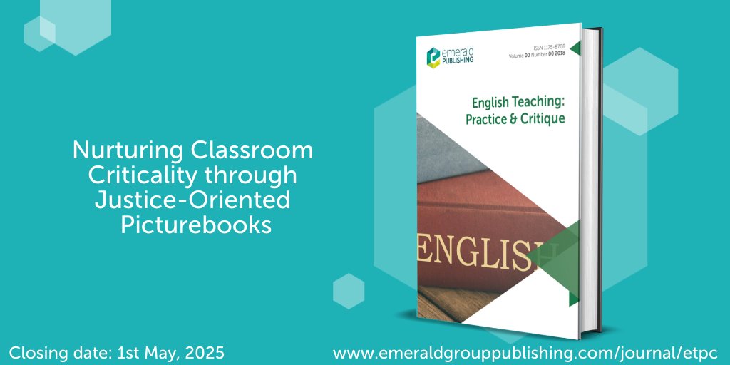 📢 Call for Papers! English Teaching: Practice &amp; Critique (ETPC) seeks papers for a new Special Issue: 'Nurturing Classroom Criticality through Justice-Oriented Picturebooks'.
More info here: bit.ly/3C1bRKp
#SpecialIssue #SDG4 #QualityEducation