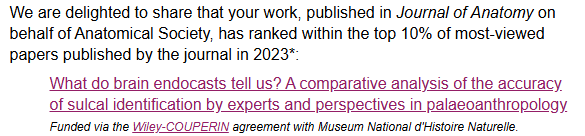 BrainPaleo's tweet image. Great news for our first important paper during the @BrainPaleo project!
