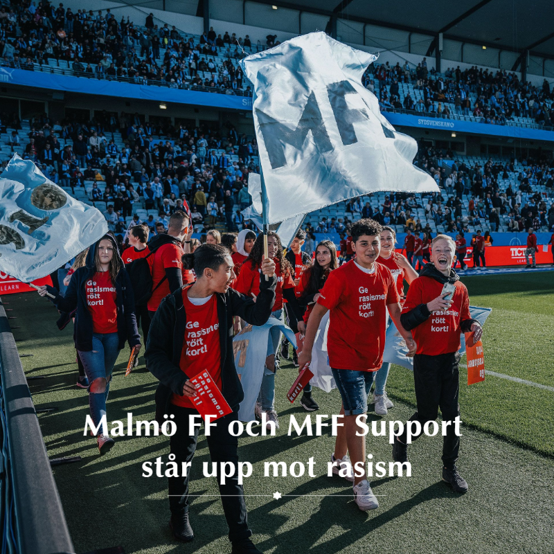 Malmo_FF's tweet photo. Mot bakgrund av kvällens manifestation mot rasism och det oroväckande faktum att det under våren på läktare i Sverige – däribland våra egna – konstaterats fall av både rasistiska tillmälen och gester, vill vi tillsammans MFF Support klargöra att vi fördömer all form av rasism.