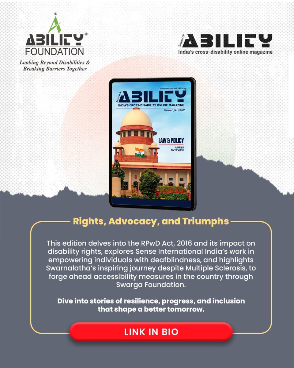 Success &amp; ABILITY Latest edition.
To read the full magazine click the link below!
heyzine.com/flip-book/6e2f…

#SuccessandAbility #OnlineMagazine #Magazine #ISL #DigitalMagazine #AbilityFoundation #Inclusion #Disability