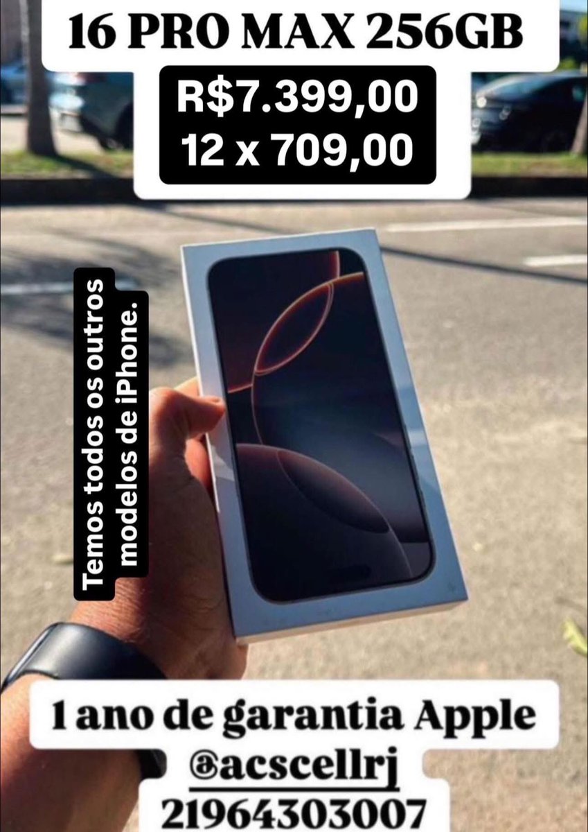 🚨 Baixou 🚨 
iPhone 16 PRO MAX - 256GB
1 ano de garantia Apple.
R$7.399,00
12 x 709,00

21964303007 ou acesse o link abaixo.

wa.me/5521964303007
