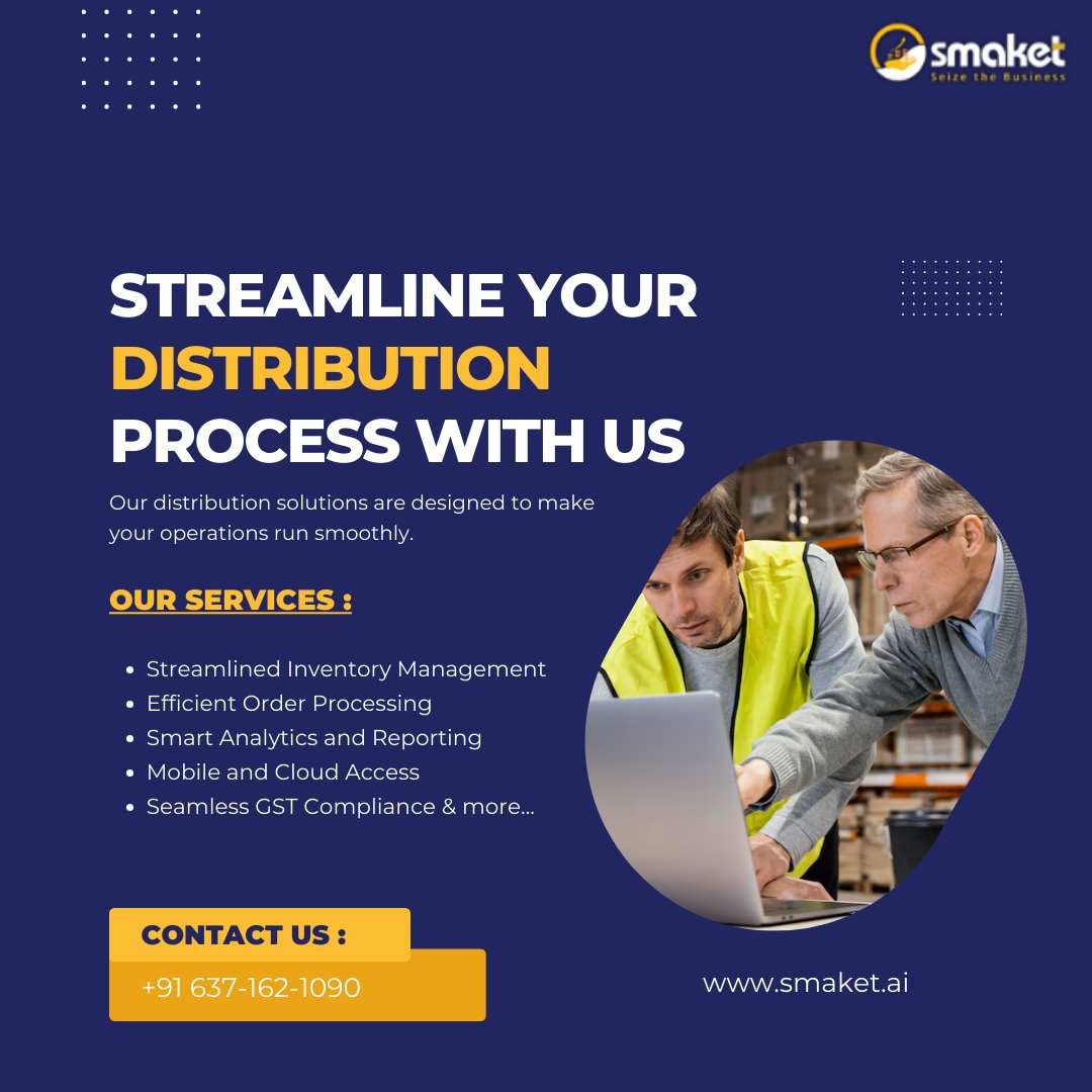 SmaketSolutions's tweet image. Looking to streamline your distribution process?
Our #DistributionSolutions are designed to make your operations run smoothly.
Simplify sales, inventory, and billing!
Learn More: smaket.ai
#BusinessSolution #SmarterOperation #Billing #App #Software #Technology