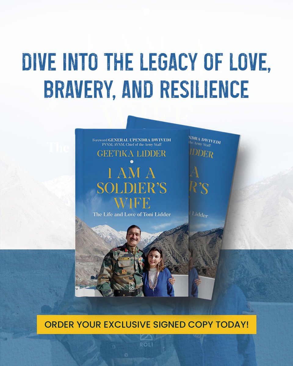 Fauji Days (@faujidays) on Twitter photo In ‘I Am a Soldier’s Wife,’ <a href="/GeetikaLidder/">Geetika Lidder</a> lovingly recounts her journey with Brig LS Lidder & brings to life their story of love, loss & life after his passing in the CDS chopper crash of Dec 2021. A must-read for all.
Order exclusive signed copies: bit.ly/4jR1IQv In ‘I Am a Soldier’s Wife,’ <a href="/GeetikaLidder/">Geetika Lidder</a> lovingly recounts her journey with Brig LS Lidder & brings to life their story of love, loss & life after his passing in the CDS chopper crash of Dec 2021. A must-read for all.
Order exclusive signed copies: bit.ly/4jR1IQv