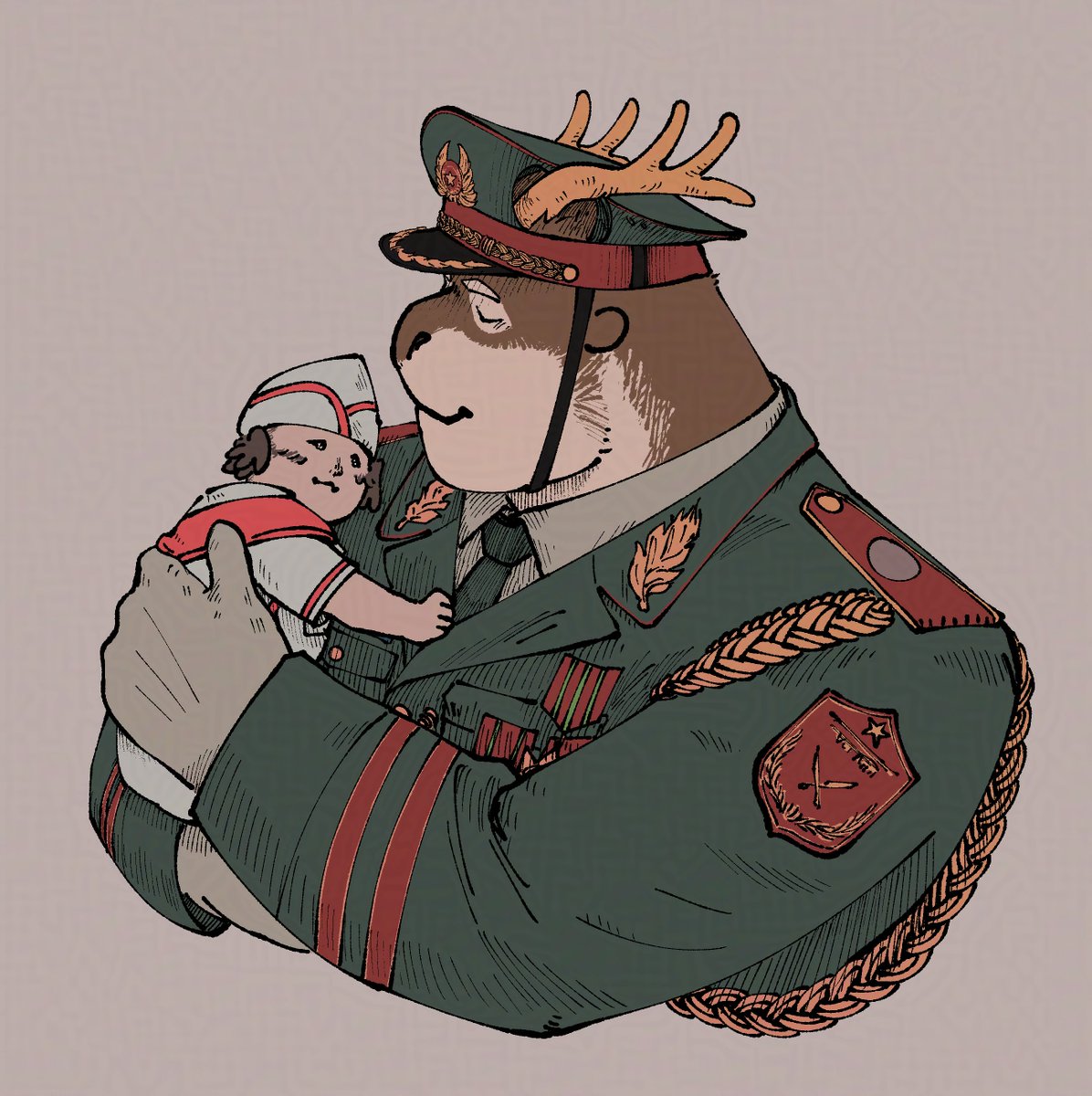 Happy Reunification Day my beloved fellow Vietnamese followers  &lt;3 (It's tomorrow)
Lately I saw a video of a soldier holding a baby in his arms and I find that very adorable so I drew this.
If I'm not wrong then the soldier in the video is also one of the best artilleries.