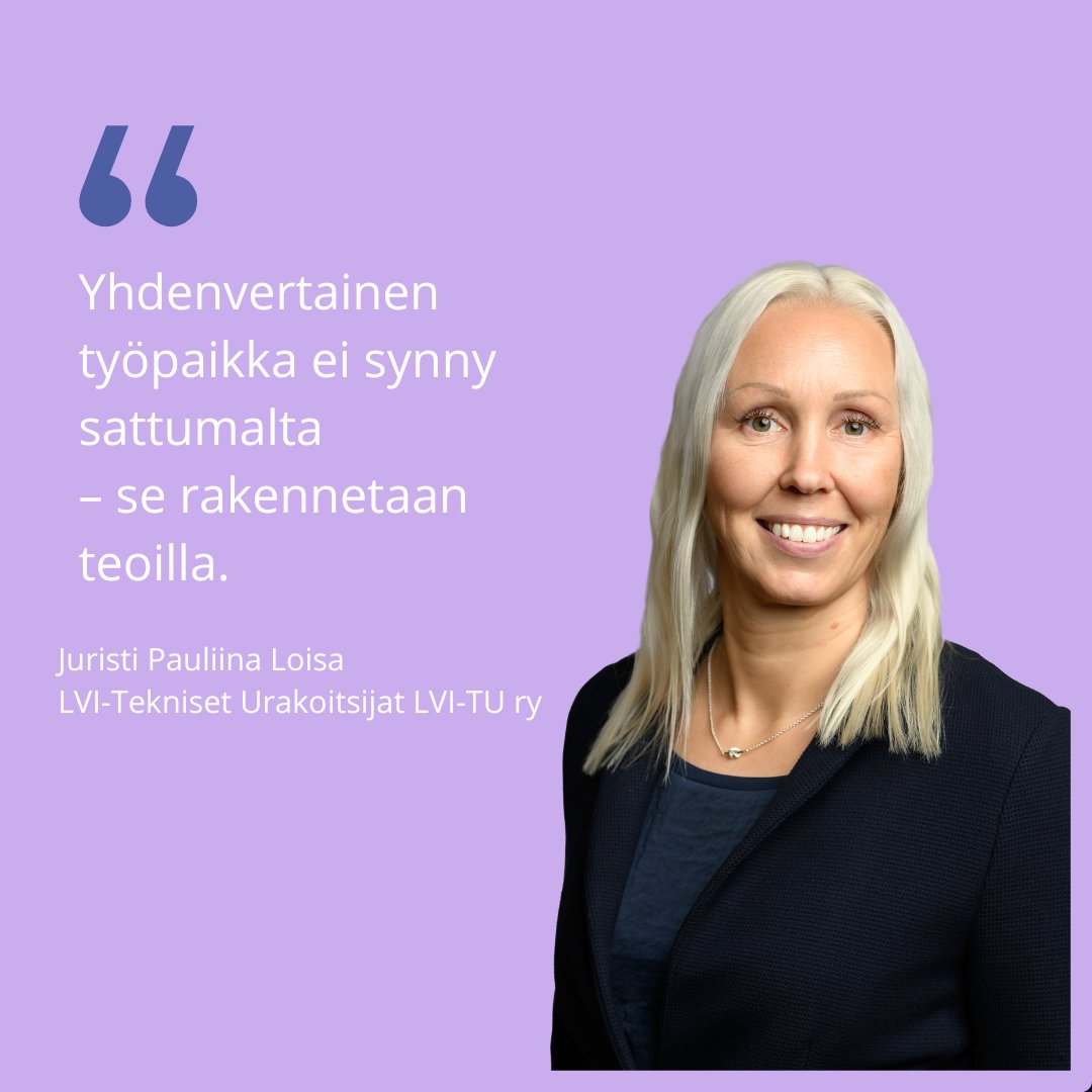 "Yhdenvertainen työpaikka ei synny sattumalta – se rakennetaan teoilla". Kyse ei ole sanahelinästä, vaan keskeisestä periaatteesta, joka edistää kestävää, oikeudenmukaista ja toimivaa työelämää. 
lvi-tu.fi/blogi/yhdenver…
#yhdenvertaisuus #työelämä #lvi #talotekniikka
