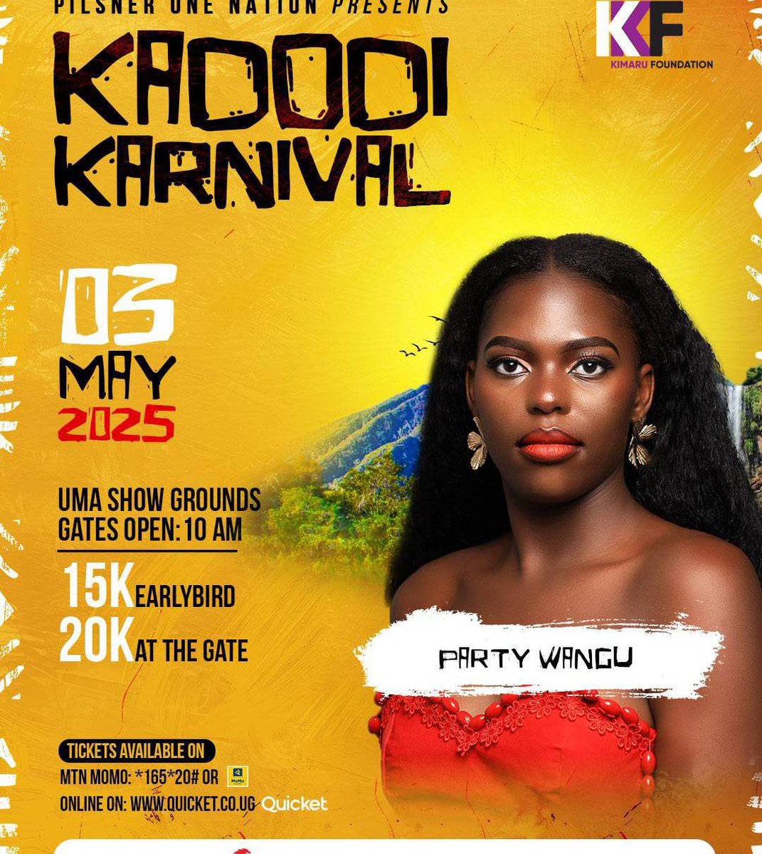 Don't miss Vocal Queen PATTY WANGU at the 4th Edition of Kadodi Karnival.
Early bird tickets at 15k📌buy tickets directly using MTN MoMo. The code is: *165*20#
Online link: qkt.io/KadodiKarnival…
#Kadodikarnival2025