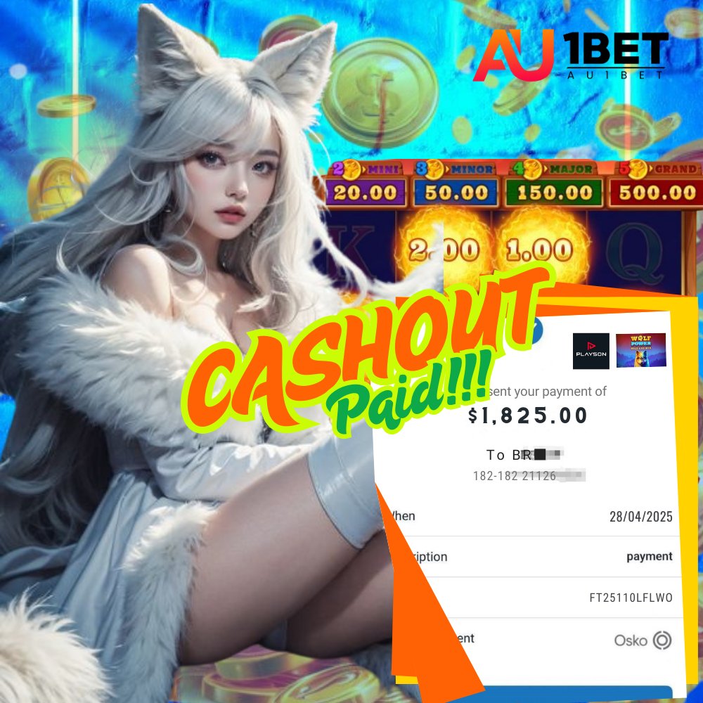 au1betofficial's tweet photo. 🔥Someone just snagged $1.825 AUD at Au1Bet! 🔥

🎰 PLATFORM: PLAYSON
🎮 GAME: WOLF POWER Hold &amp; Win
💵 CASH OUT: $ 1.825 AUD
💵 DEPOSIT: $ 30 AUD

That could be YOU next 😎Why just scroll when you could be winning?
#Au1bet #AustraliaCasino #AustraliaCasinoOnline #Jackpot #BONUS https://t.co/j8tefi2FEB