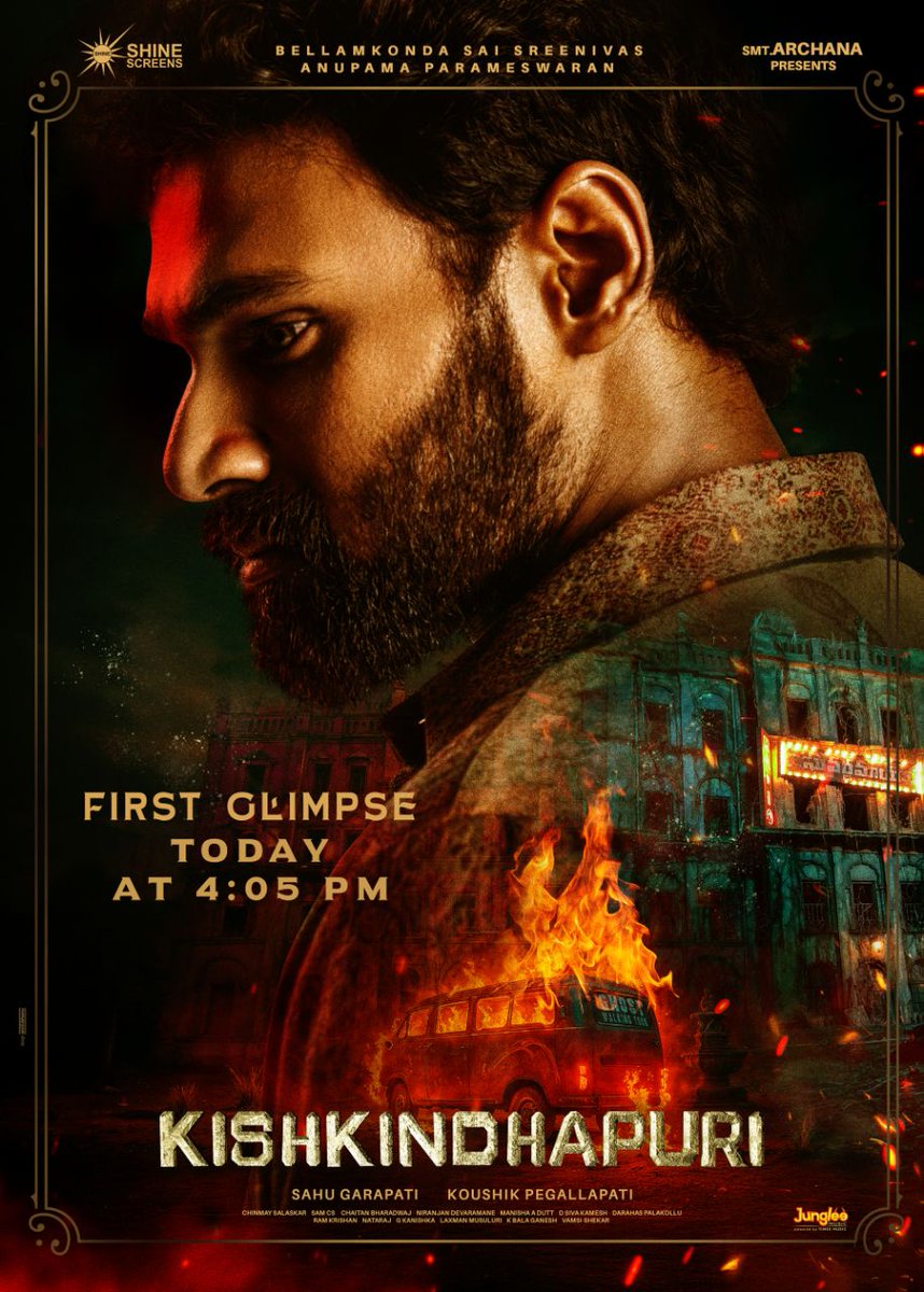 Shine Screens (@shine_screens) on Twitter photo A FLICKER OF FEAR. A WHISPER OF MYSTERY 💥
Kishkindhapuri’s spooky signal comes alive today 🥶
#KishkindhapuriFirstGlimpse out today at 4:05 PM ⏳
#Kishkindhapuri
#BSS
#KP
<a href="/BSaiSreenivas/">Bellamkonda Sreenivas</a> <a href="/anupamahere/">Anupama Parameswaran</a> <a href="/Koushik_psk/">Koushik Pegallapati</a> <a href="/sahugarapati7/">Sahu Garapati</a> @Samcsmusic <a href="/chaitanmusic/">Chaitan Bharadwaj</a> #ChinmaySalaskar A FLICKER OF FEAR. A WHISPER OF MYSTERY 💥
Kishkindhapuri’s spooky signal comes alive today 🥶
#KishkindhapuriFirstGlimpse out today at 4:05 PM ⏳
#Kishkindhapuri
#BSS
#KP
<a href="/BSaiSreenivas/">Bellamkonda Sreenivas</a> <a href="/anupamahere/">Anupama Parameswaran</a> <a href="/Koushik_psk/">Koushik Pegallapati</a> <a href="/sahugarapati7/">Sahu Garapati</a> @Samcsmusic <a href="/chaitanmusic/">Chaitan Bharadwaj</a> #ChinmaySalaskar