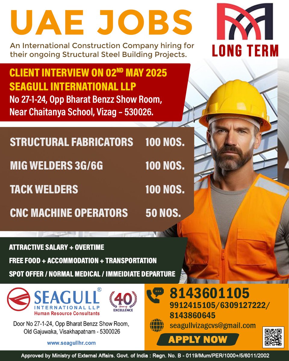 hrd1_seagull's tweet photo. 🇦🇪UAE Jobs 
💻Client Interview On 2nd May 
📍Location - Vizag
 .

.

.
#uaejobs #seagull #structuralfabricator #tackwelder #cncmachineoperator https://t.co/DszKZ2XVqq
