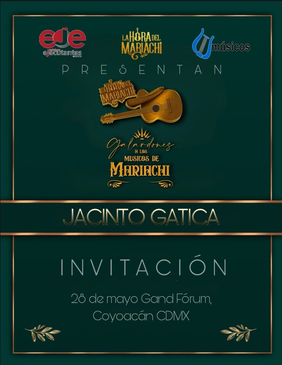JacintoGatica's tweet photo. 🔥  MUY AGRADECIDO! MUY AGRADECIDO! MUY AGRADECIDO!!  🔥 Magda Biurquiz Presenta La Hora Del Mariachi  Oficial 
🇲🇽PRESENTE EN LA "ENTREGA DE GALARDONES A LOS MUSICOS DE MARIACHI 2025"🇲🇽💯
#arpasonando #jacintogatica #arpademariachi #seguidores #soyperla #mariachiperlajalisciense https://t.co/M7UsCTM4A9