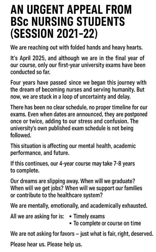 Kareena398's tweet photo. #MPMSUNursingstudentvoice

#Hearstudentvoices
#Fixitforstudents
#FutureonHold
#SaveNursingStudents #BScNursing2021Batch #WeNeedJustice #TimelyExamsNow #NursingStudentsVoice #FutureAtStake #MPMSUNursingStudents
#MPMSU2021Batch https://t.co/C3QEEsGAzH