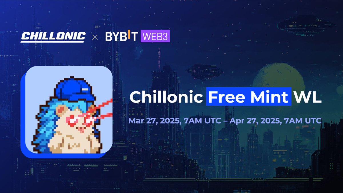 chillonicNFT's tweet image. Ready to chill with Bybit Web3? 🧢 

We’re teaming up with @Bybit_Web3! Complete tasks with Bybit Wallet and earn a chance to mint a free Chillonic NFT, the first semi-fungible collection on @SonicSVM.  

Chill here 👉 bybit.com/en/web3/airdro…