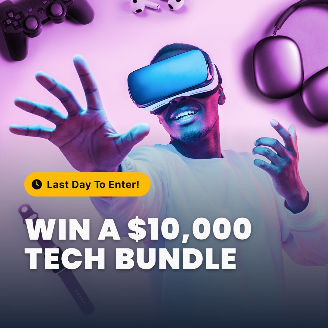 ⏰ ️Final Hours - Get In Before The Clock Stops ⏰
Now’s your chance to get in to win laptops, cell phones, gaming systems - you pick the tech - or keep the $10,000 cash for whatever you choose. Let’s get it