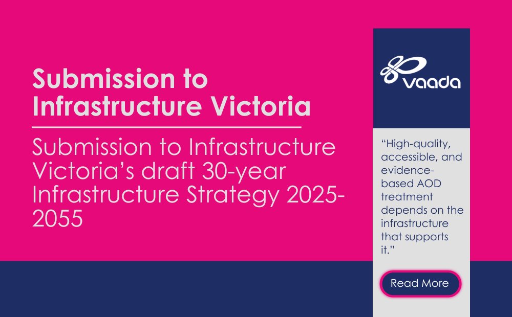 VAADA’s submission to Infrastructure Vic calls for urgent AOD infrastructure investment:
AOD beds in all public hospitals, $30M Capital Grants Program, Strengthen AOD digital systems, Expand harm reduction services &amp; Plan for synthetic opioid threats.
👉 vaada.org.au/submission-to-…